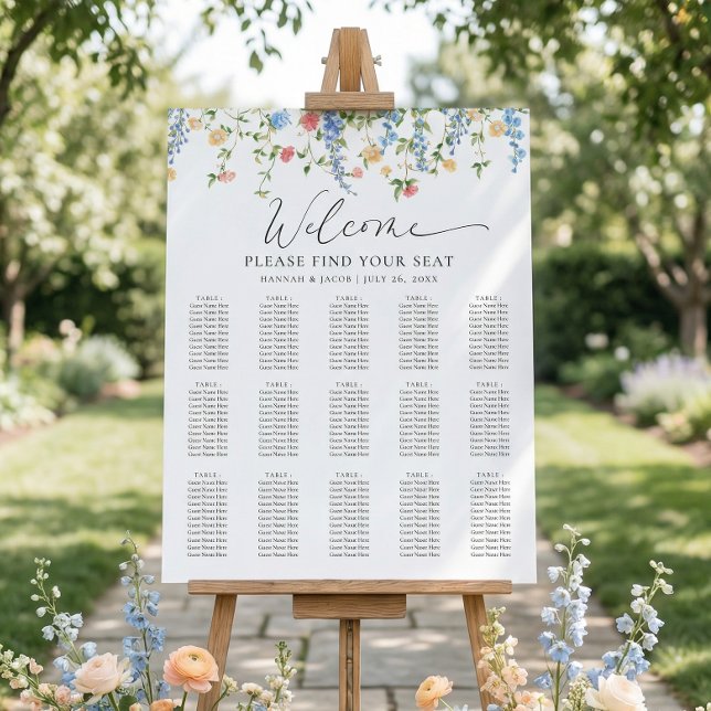 Elegant Wildflower Wedding Seating Chart Foam Board (Creator Uploaded)
