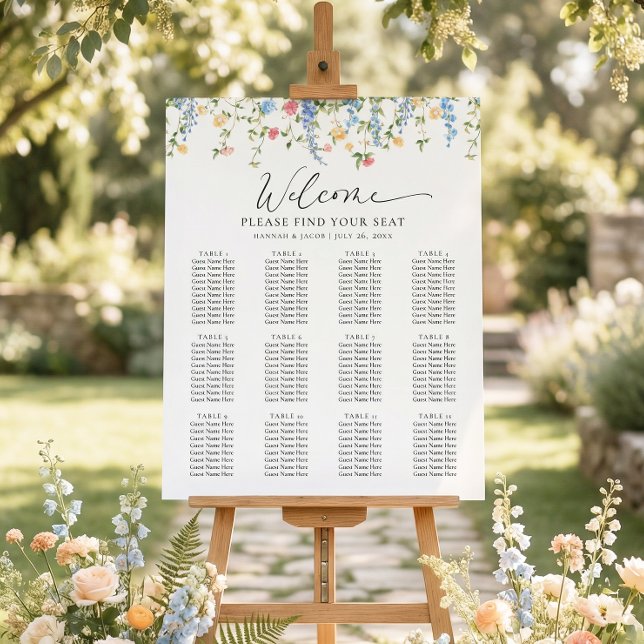 Elegant Wildflower Wedding Seating Chart Foam Board (Creator Uploaded)