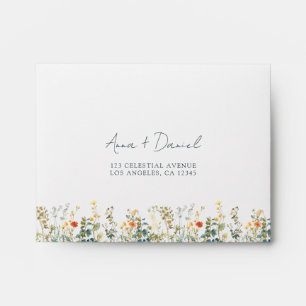 Elegant Wildflower Wedding Self-Addressed RSVP Envelope