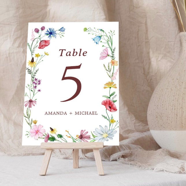 Elegant Wildflower Wedding Table Number (Creator Uploaded)