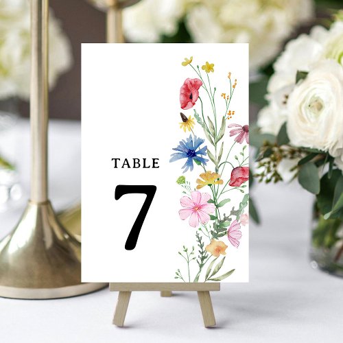Elegant Wildflower Wedding Table Number