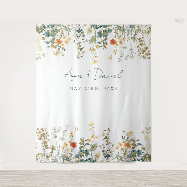 Elegant Wildflower Wedding Tapestry (Front)
