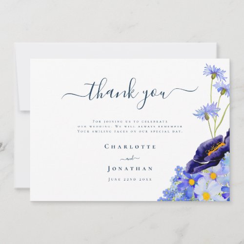 Elegant Wildflower Wedding Thank You Card