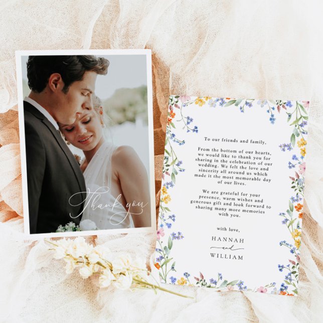 Elegant Wildflower Wedding Thank You Card (Creator Uploaded)