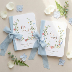 Elegant Wildflower Wedding Vows Foil Vow Books