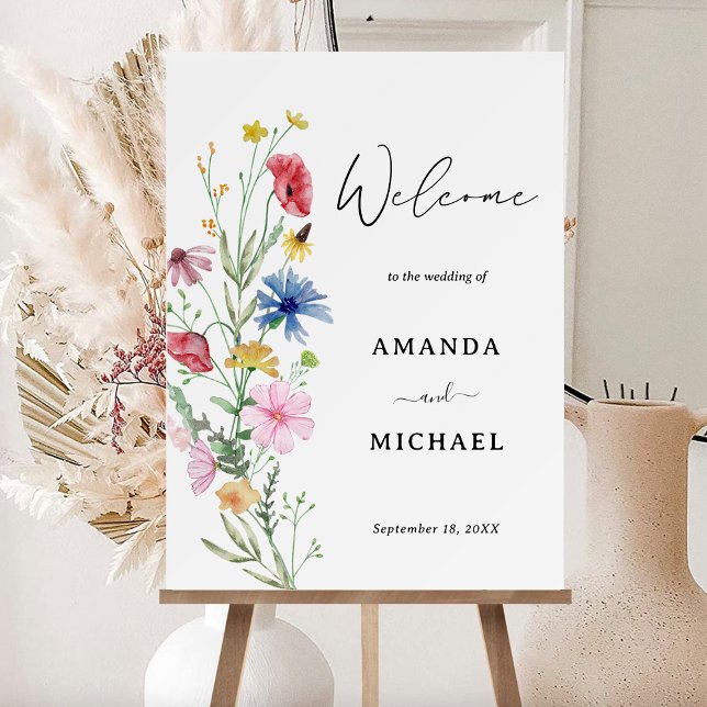 Elegant Wildflower Wedding Welcome Foam Board (Creator Uploaded)