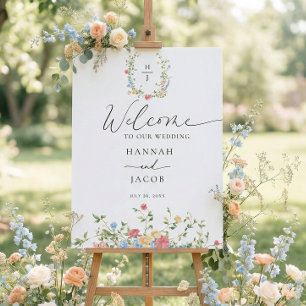 Elegant Wildflower Wedding Welcome Sign
