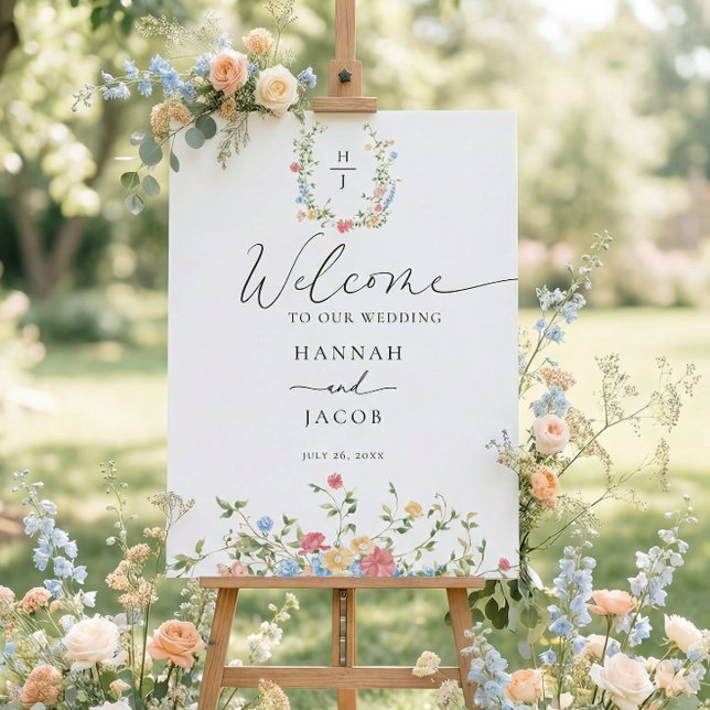 Elegant Wildflower Wedding Welcome Sign (Creator Uploaded)