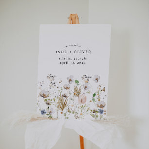 Elegant Wildflower Wedding Welcome Sign
