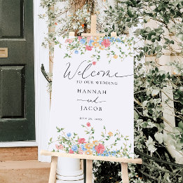 Elegant Wildflower Wedding Welcome Sign