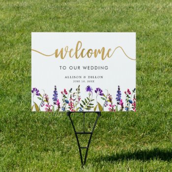 Elegant Wildflower Welcome Outdoor Sign by lemontreeweddings at Zazzle