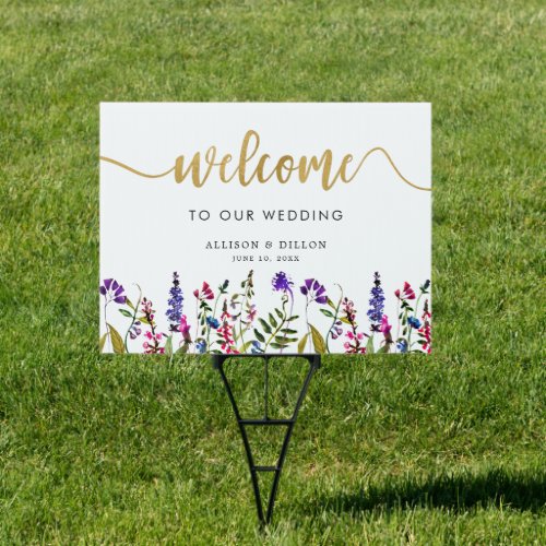 Elegant Wildflower welcome outdoor sign
