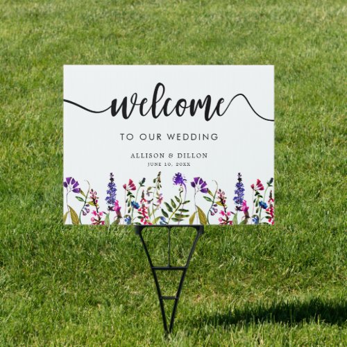 Elegant Wildflower welcome outdoor sign