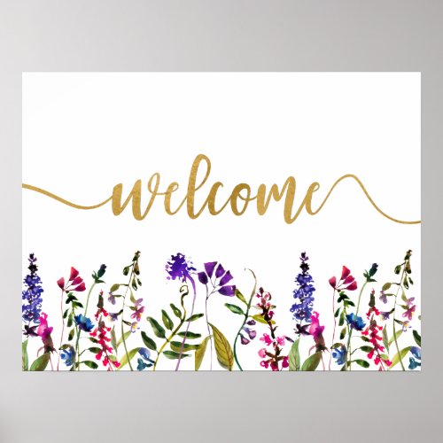 Elegant wildflower welcome sign
