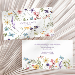 Elegant Wildflower Wild Flower Floral Custom Business Card