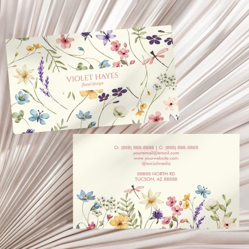 Elegant Wildflower Wild Flower Floral Custom Business Card