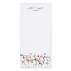 Elegant Wildflower Wild Flower Floral Custom Magnetic Notepad