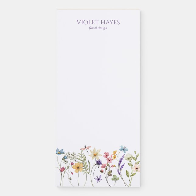 Elegant Wildflower Wild Flower Floral Custom Magnetic Notepad (Front)