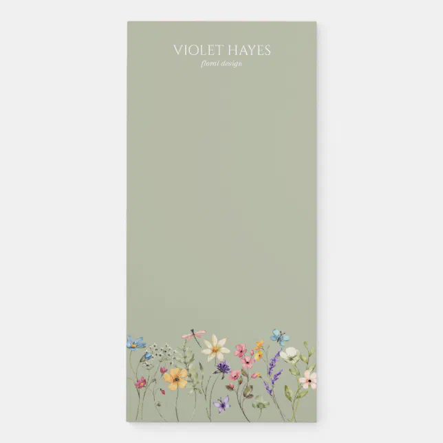 Elegant Wildflower Wild Flower Floral Custom Magnetic Notepad | Zazzle