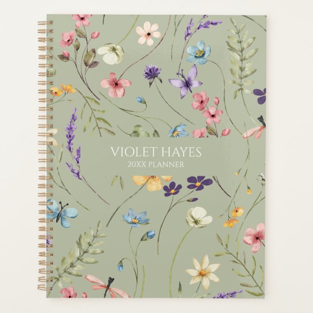 Elegant Wildflower Wild Flower Floral Custom Planner (Front)