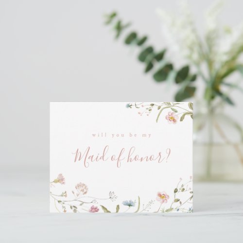 Elegant Wildflower will you be my maid of honor Invitation