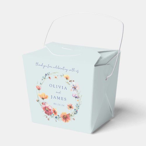 Elegant Wildflower Wreath Summer Wedding Favor Box