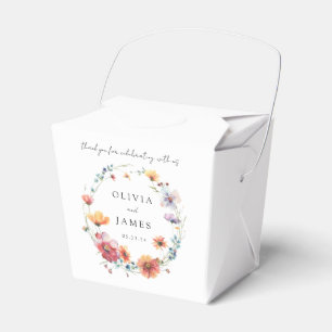 Elegant Wildflower Wreath Summer Wedding Favor Boxes