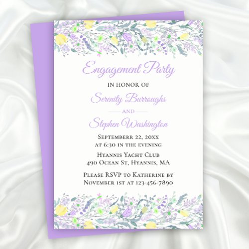 Elegant Wildflower Yellow Purple Floral Engagement Invitation