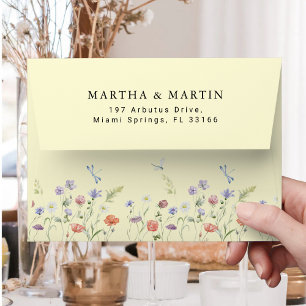 Elegant Wildflower Yellow Wedding Invitation Envelope