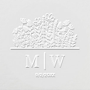 Elegant Wildflowers #2B Wedding Couple Names Date Embosser