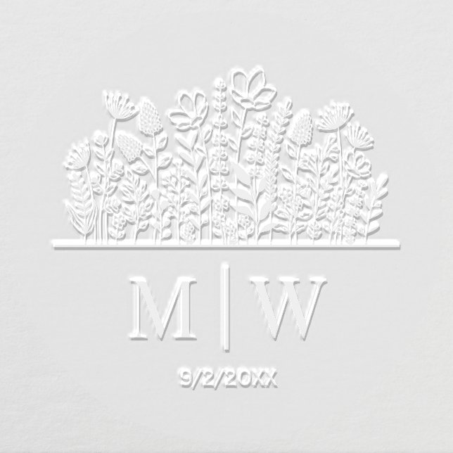 Elegant Wildflowers #2B Wedding Couple Names Date Embosser (Design)