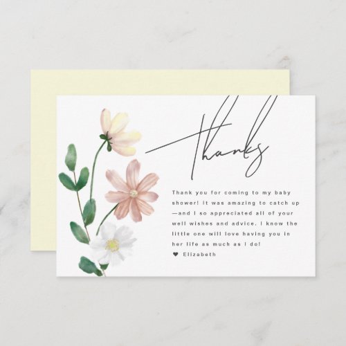 Elegant Wildflowers Baby Shower Thank You Card