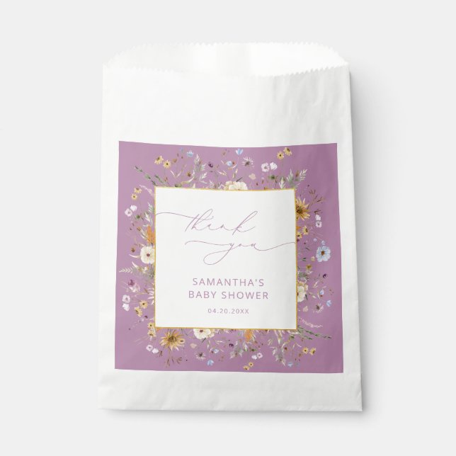 Elegant Wildflowers Baby Shower Thank You Favor Bag (Front)