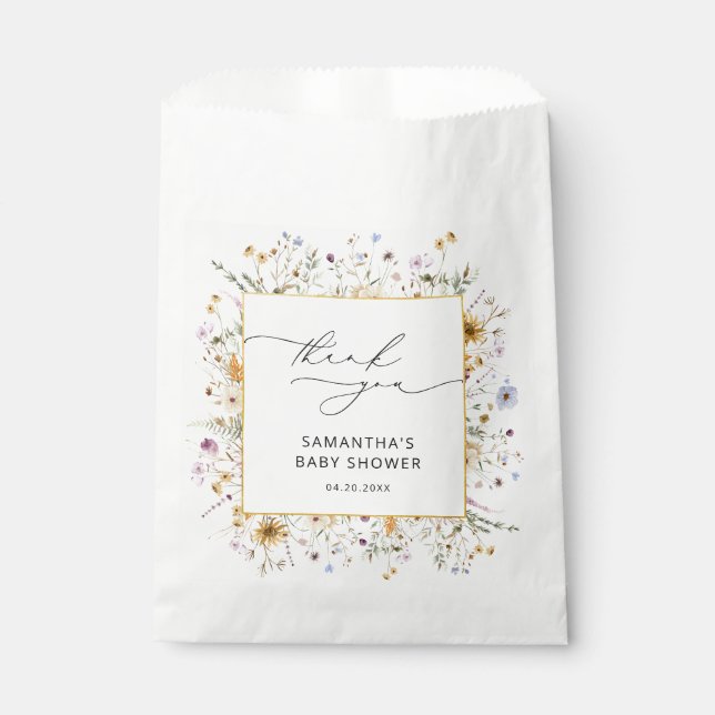Elegant Wildflowers Baby Shower Thank You Favor Favor Bag (Front)