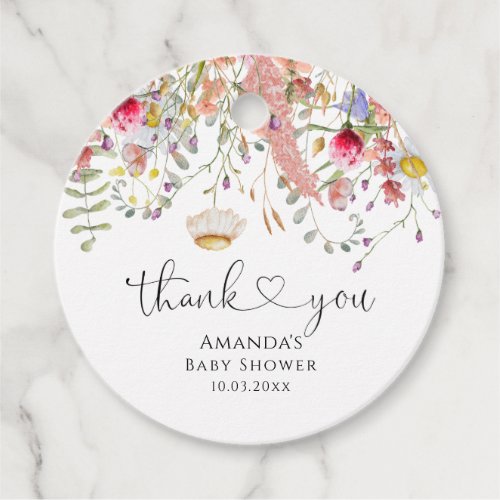 Elegant Wildflowers Baby Shower Thank You Favor Favor Tags