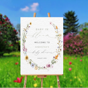 Elegant Wildflowers Baby Shower Welcome Sign