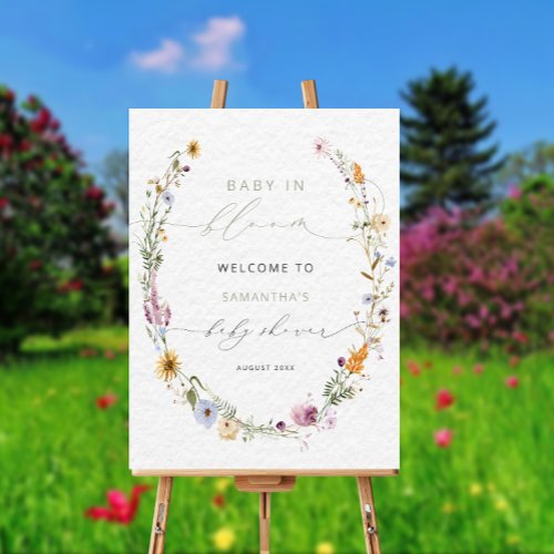 Elegant Wildflowers Baby Shower Welcome Sign