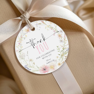 Elegant Wildflowers Birthday Thank You Favor Tags