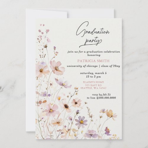 Elegant Wildflowers Blush Graduation Party