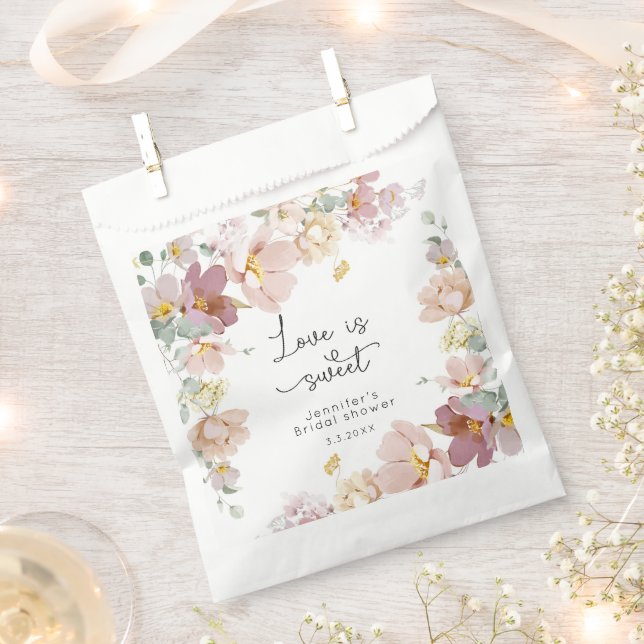 Elegant Wildflowers blush pink bridal shower Favor Bag (Clipped)