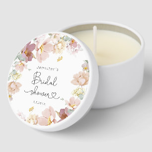 Elegant Wildflowers blush pink bridal shower Mini Candle Favors
