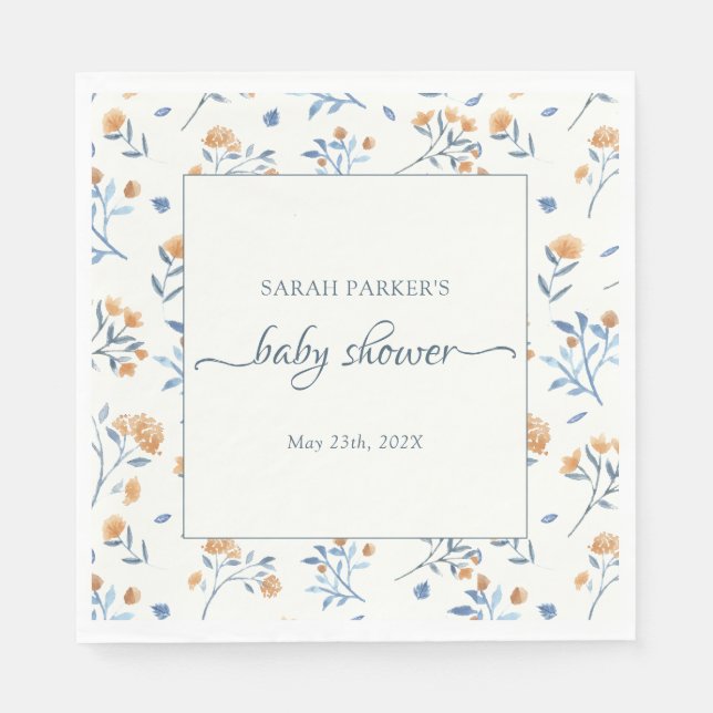 Elegant Wildflowers Boho Baby Shower  Napkins (Front)
