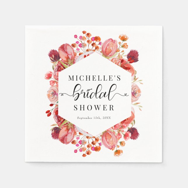 Elegant Wildflowers | Boho Bridal Shower  Napkins (Front)