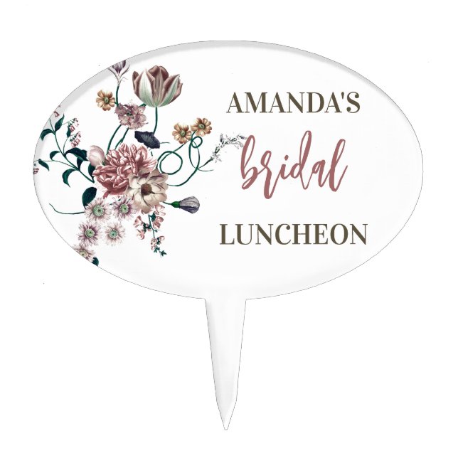 Elegant Wildflowers Boho Cake Topper (Front)