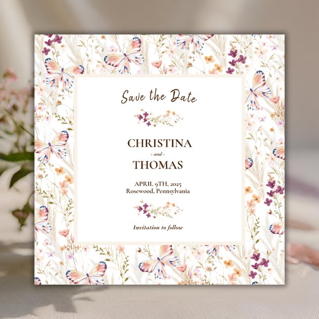 Elegant Wildflowers Boho Save the Date (Creator Uploaded)