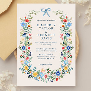 Elegant Wildflowers Bow Garden Wedding Invitation