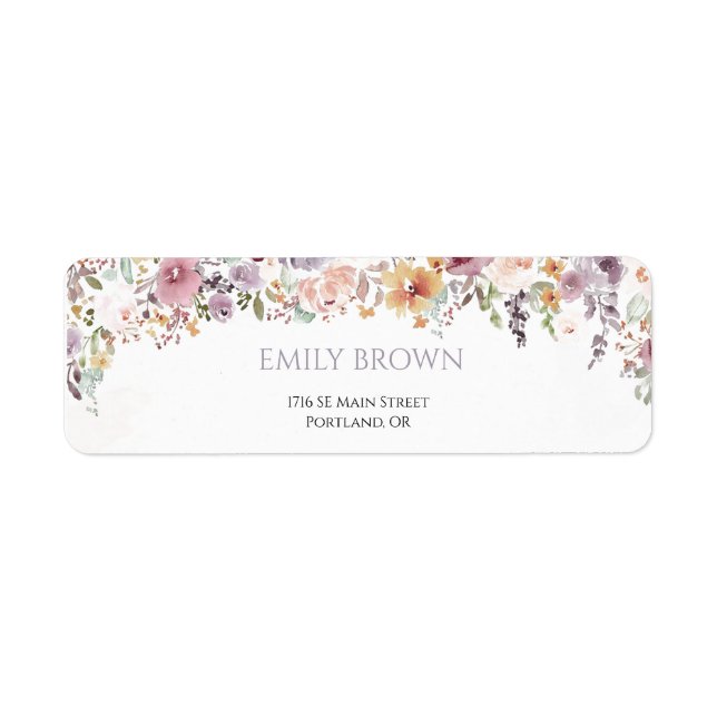 Elegant Wildflowers bridal shower address Label (Front)