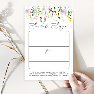 Elegant Wildflowers bridal shower bingo game