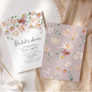 Elegant wildflowers bridal shower invitation