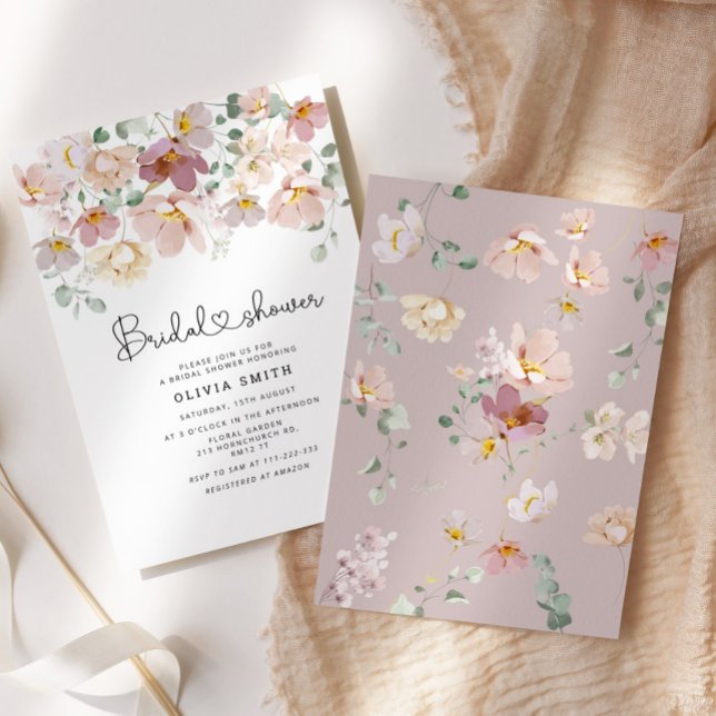 Elegant wildflowers bridal shower invitation (Creator Uploaded)
